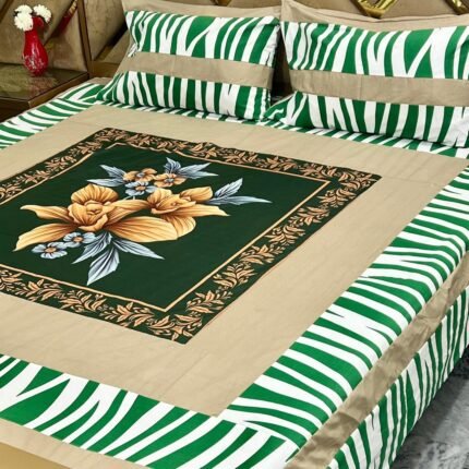 Digital Gold Panel Bedsheet – Luxurious 3PC Set at Wholesale Price