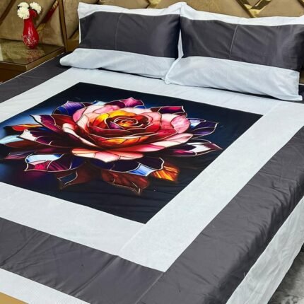 Digital Gold Panel Bedsheet – Luxurious 3PC Set at Wholesale Price