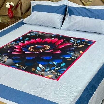 Digital Gold Panel Bedsheet – Luxurious 3PC Set at Wholesale Price